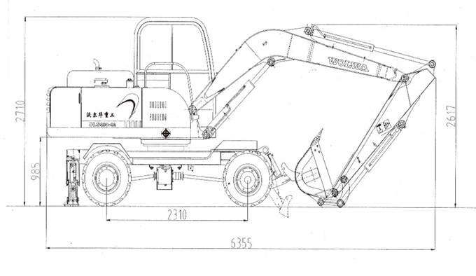 沃爾華DLS880-9A 7.2噸輪式液壓挖掘機(jī)外形尺寸