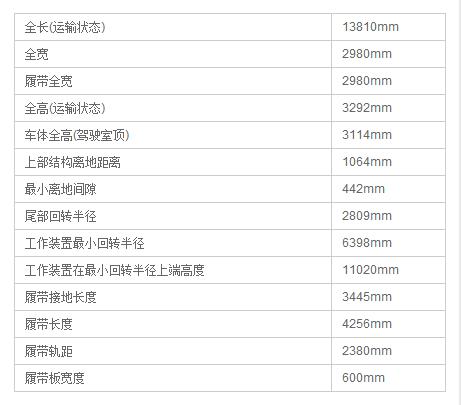 DLS220.8型加長(zhǎng)臂液壓挖掘機(jī)產(chǎn)品尺寸